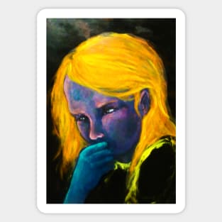 Contemplation girl (Portrait of thought) Sticker